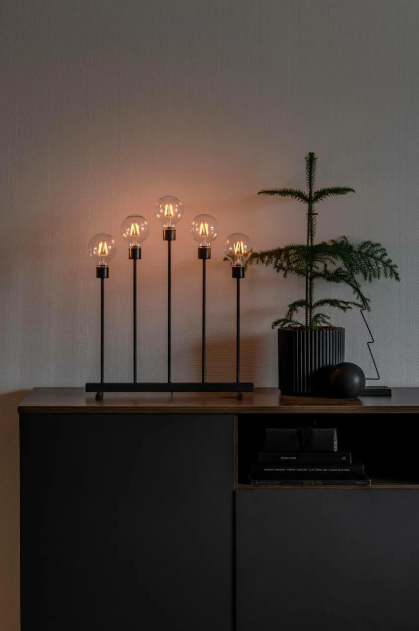 Outlet Sähkökynttelikkö 5 Lamppua, Metallia 54 Cm Jouluvalot