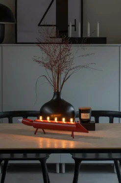 Outlet Sähkökynttelikkö Puuta, 5 Lamppua, Kettu 12,8 Cm Jouluvalot