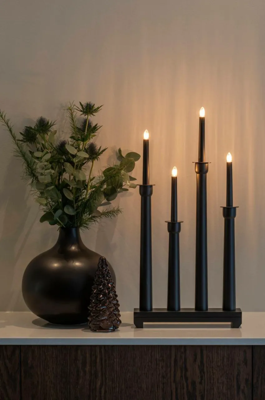 Cheap Sähkökynttelikkö Puuta, 4 Lamppua, 59 Cm Jouluvalot