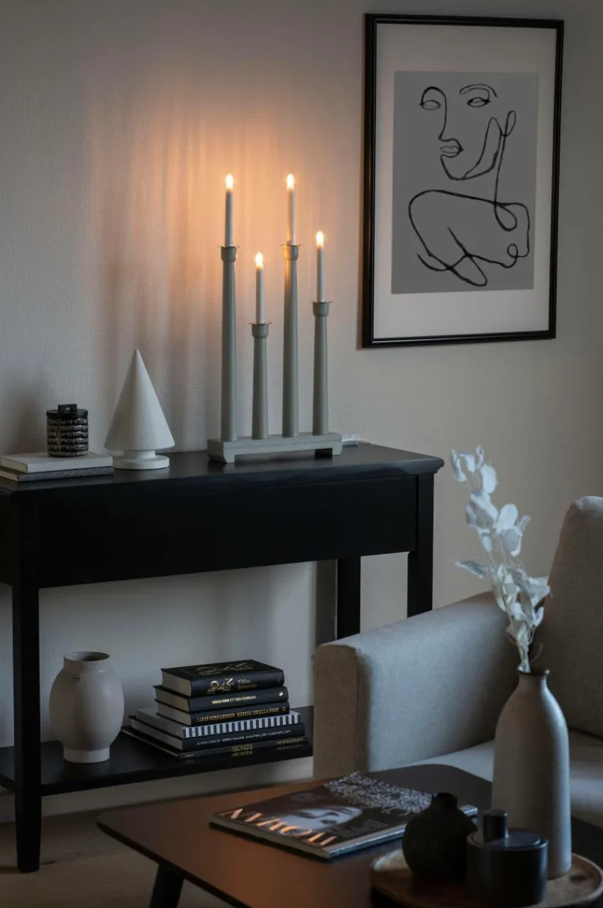 Best Sale Sähkökynttelikkö Puuta, 4 Lamppua, 59 Cm Jouluvalot