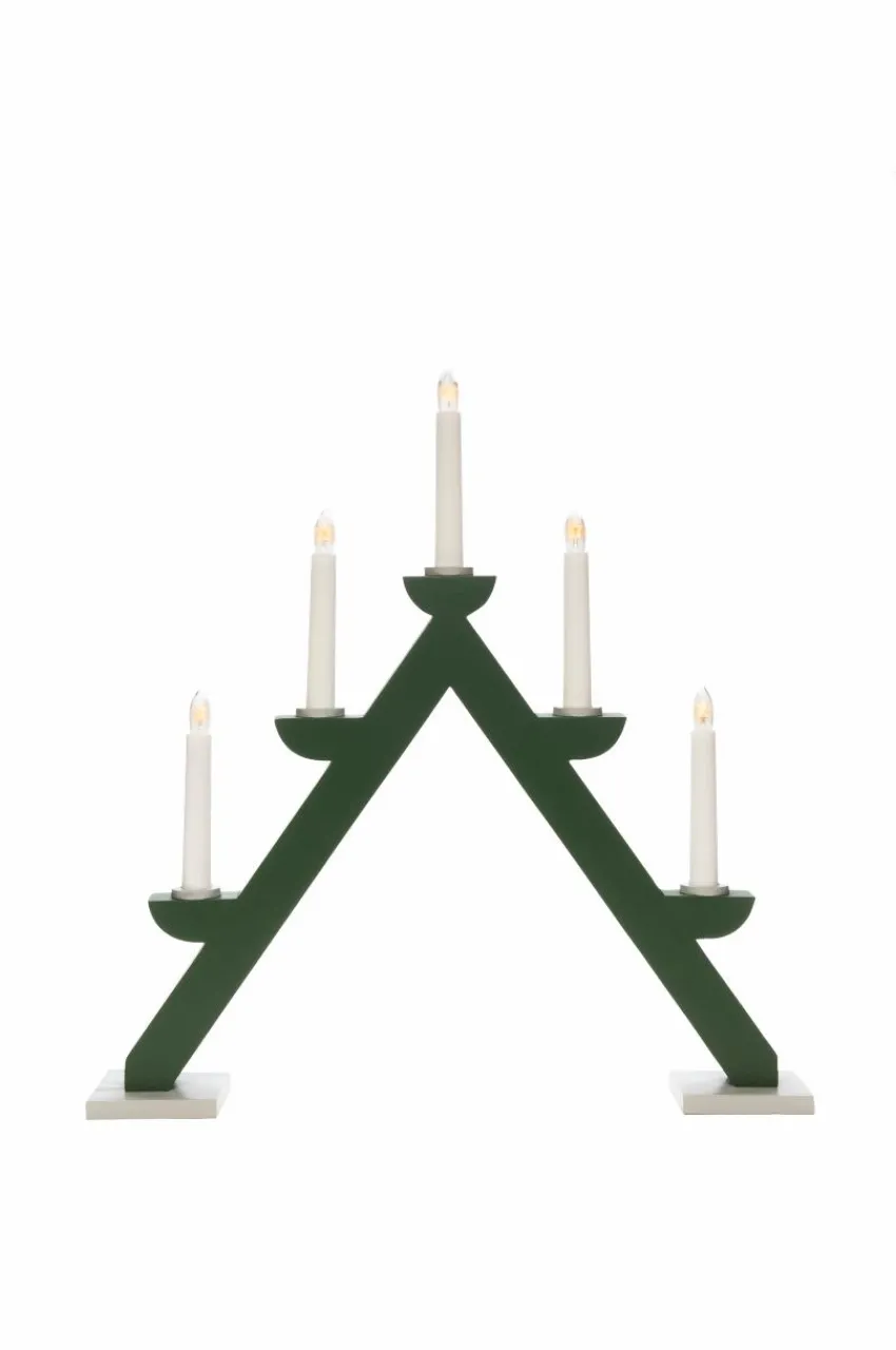 Outlet Sähkökynttelikkö Puuta, 5 Lamppua 44 Cm Jouluvalot